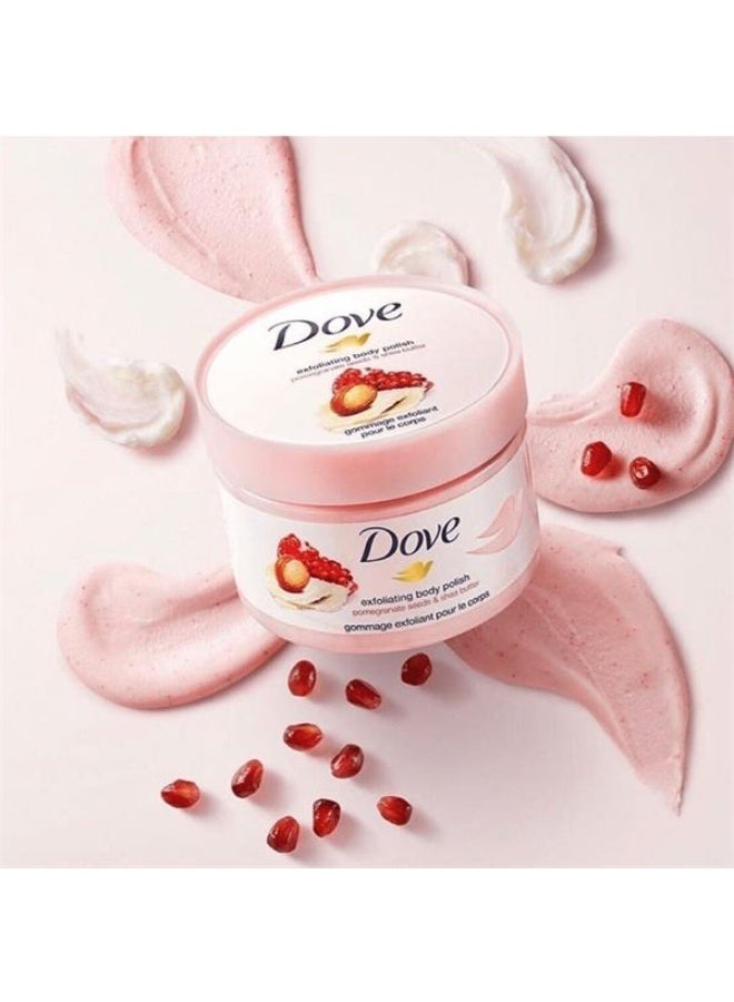 دوف مقشر للجسم، بذور الرمان وزبدة الشيا، مع ربع كريم مرطب، 225 مل - Image 2